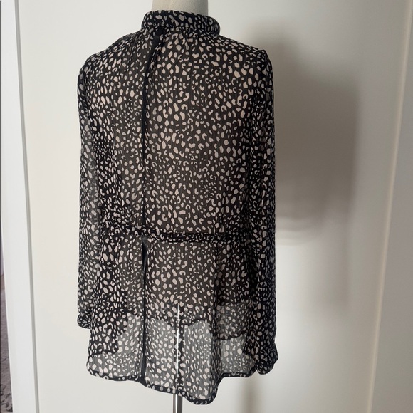 MARC CAIN Black and White Patterned Sheered Blouse S/M - Picture 3 of 6